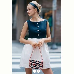 By Anthropologie Sleeveless Boat-Neck Babydoll Mini Dress